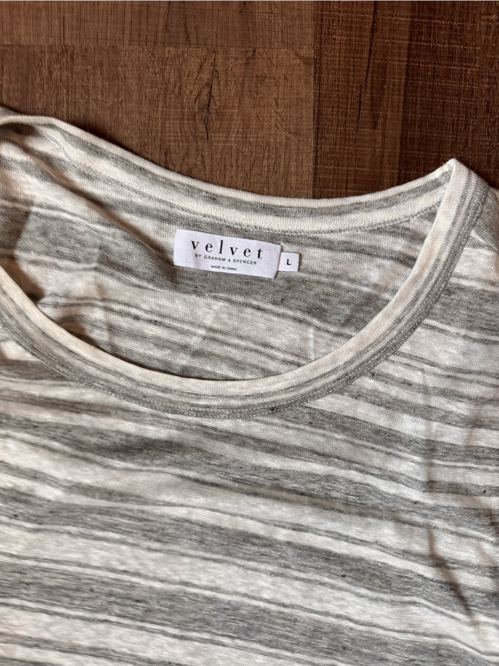 Velvet by Graham & Spencer Gray & White Striped top - Picture 2 of 2